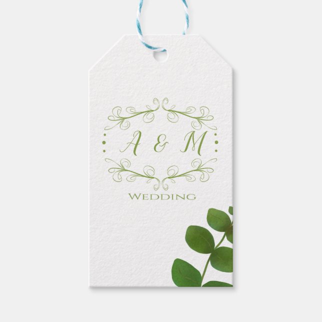 Wedding Green Chic Geschenkanhänger (Vorderseite)
