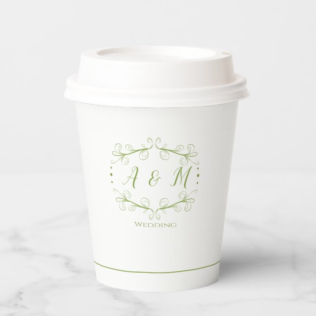 Wedding Green Chic Pappbecher (Vorderseite)