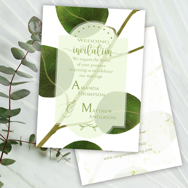 Wedding Green Einladung (Chic Green Wedding Invitation Card. )