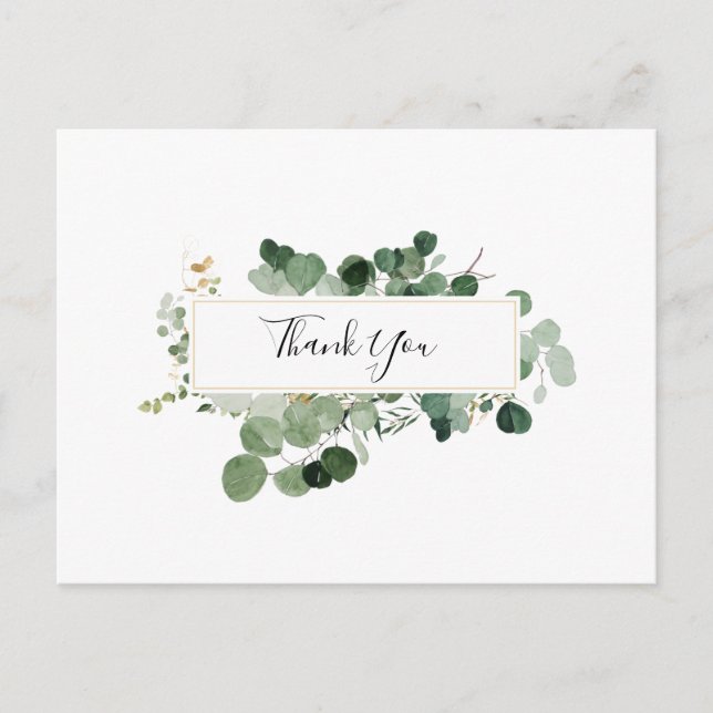 Wedding Greenery Budget Danke Postkarte (Vorderseite)