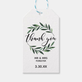 Wedding Greenery Kreath Vielen Dank Geschenkanhänger