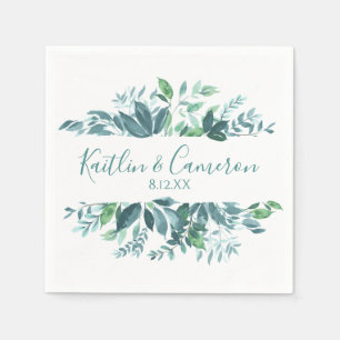 Wedding Greenery Napkins   Typografie (Aquamarin b Serviette