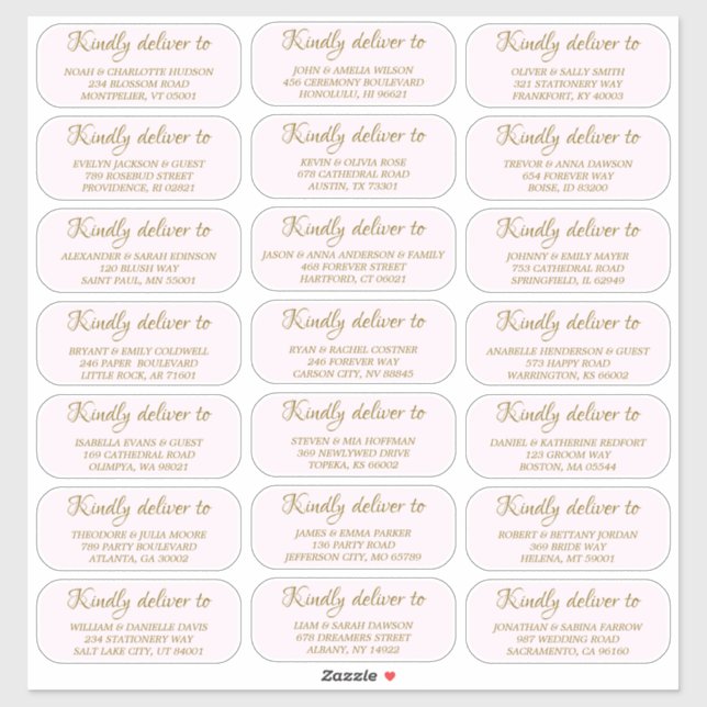 Wedding Guest Address Custom-Cut Vinyl Sticker (Blatt)