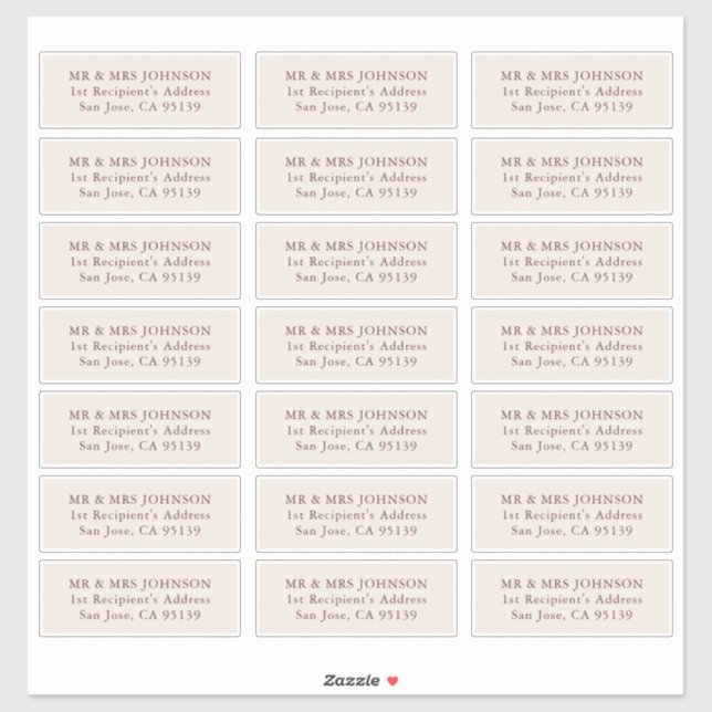 Wedding Guest Address Label 21 Verschiedene Adress (Blatt)