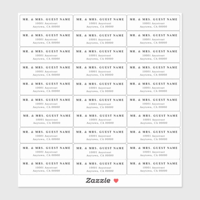 Wedding Guest Address Labels (Blatt)