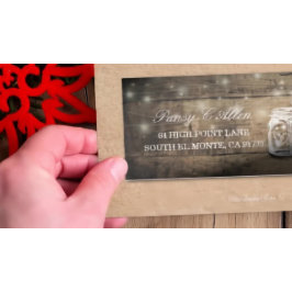 Wedding Guest Address Mason Jars Wood String Light Aufkleber