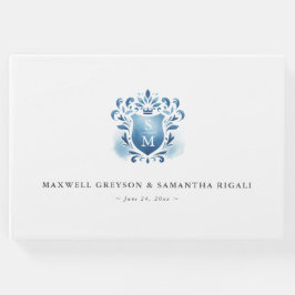 Wedding Guest Book Blue Mit Monogramm Wappen Gästebuch