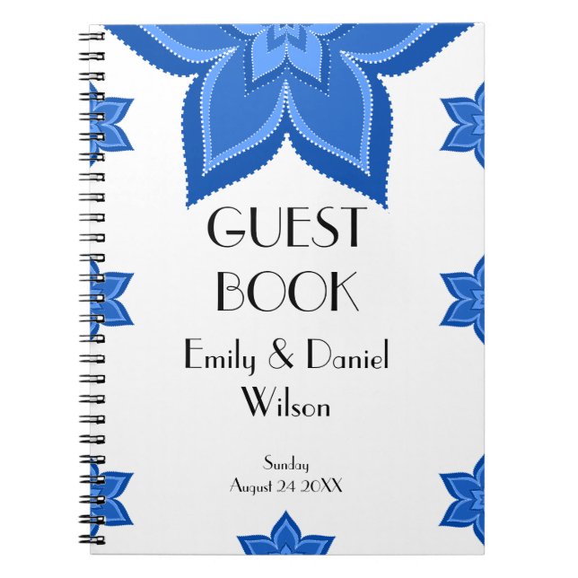 Wedding Guest Book Cobalt Blue Blume Notizblock (Vorderseite)