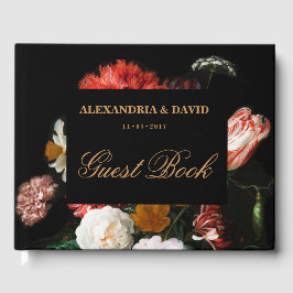 Wedding Guest Book Dark Black Red Floral Gästebuch