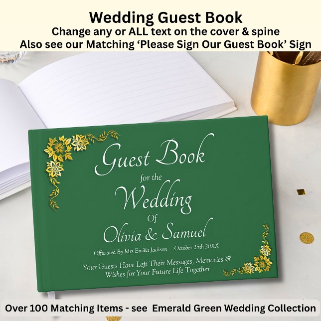Wedding Guest Book Emerald Green & Gold Gästebuch (Von Creator hochgeladen)