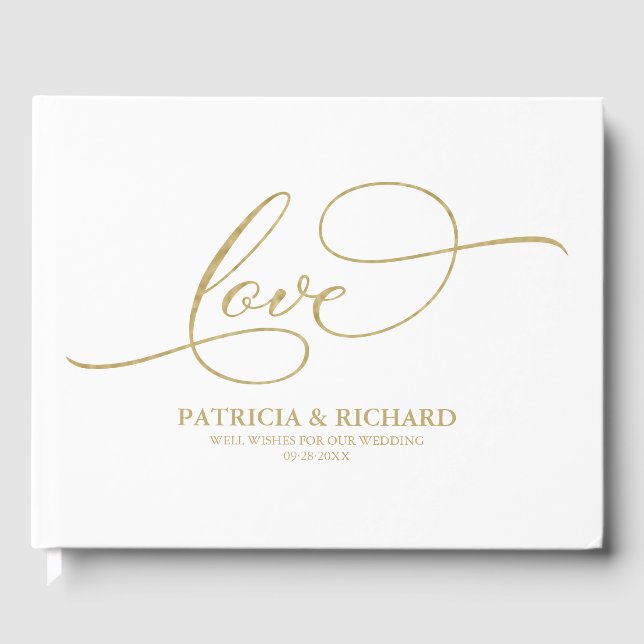 Wedding Guest Book Gold Foil Elegantes Skript Gästebuch (Vorderseite)