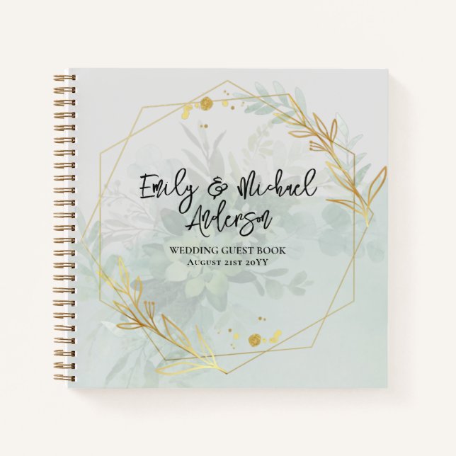 Wedding Guest Book - Grüne Botanisches Gold Notizbuch (Vorderseite)