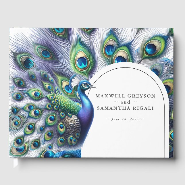 Wedding Guest Book Majestic Peacock Gästebuch (Vorderseite)