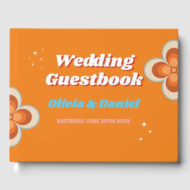 Wedding Guest Book Retro Wedding 1970s Gästebuch (Vorderseite)