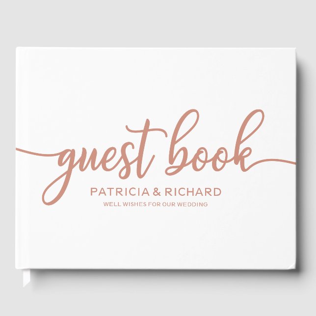 Wedding Guest Book Rose Gold Chic Calligraphy Gästebuch (Vorderseite)
