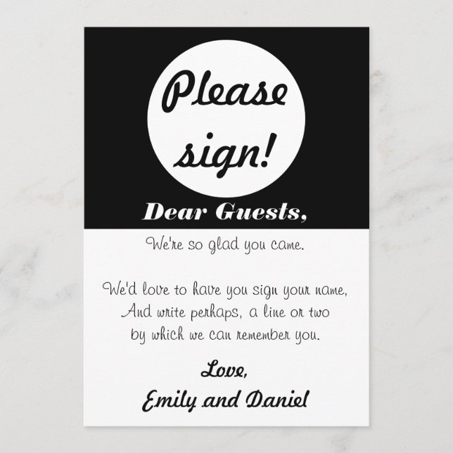 Wedding Guest Book Sign Schwarz-weiß Polka Dots (Vorderseite)