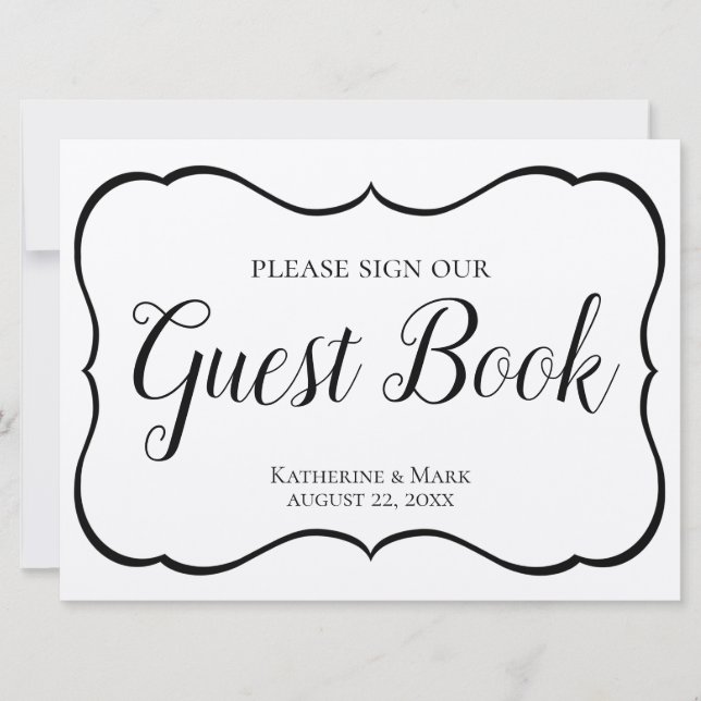 Wedding Guest Book Sign Silver Black (Vorderseite)