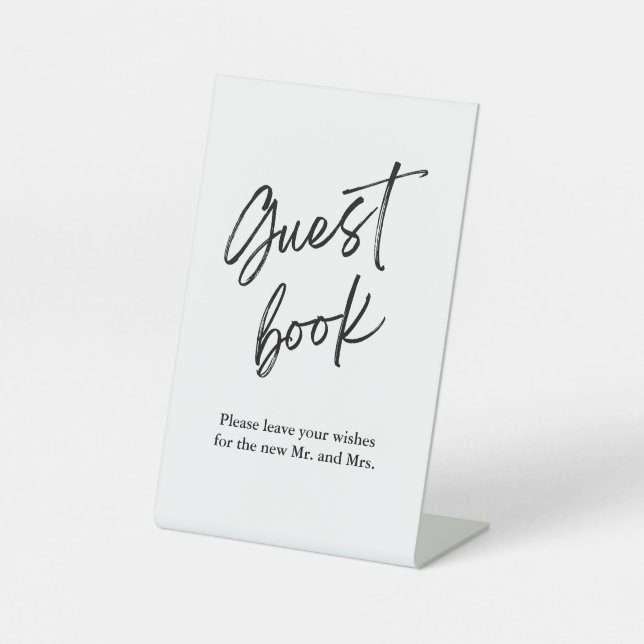 Wedding Guest Book Signieren Minimalistisches einf Sockelschild (Vorderseite)