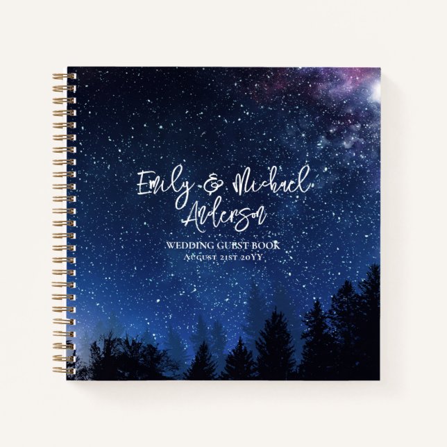 Wedding Guest Book Starry Night Galaxy Celestial Notizbuch (Vorderseite)