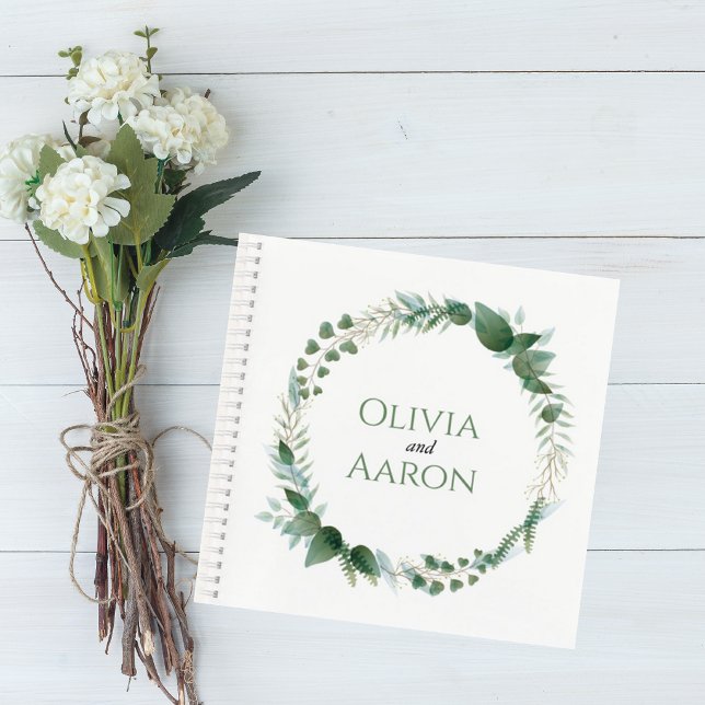 Wedding Guest Book with Botanical Wreath Cover Notizbuch (Von Creator hochgeladen)