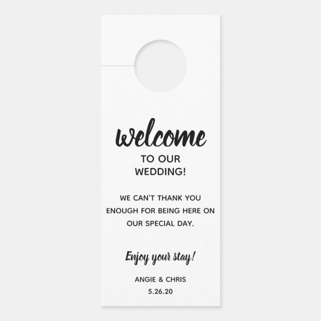 Wedding Guest Doorhanger Willkommen & nicht stören Türanhänger (Vorderseite)