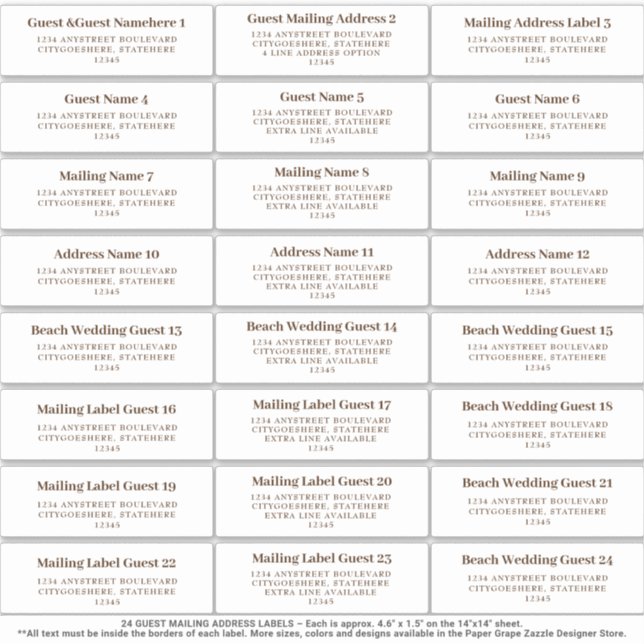 Wedding Guest Mailing Address Sticker Brown (Vorderseite)