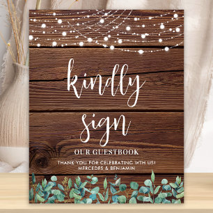 Wedding Guest Rustic Holz Greenerity String Lights Poster