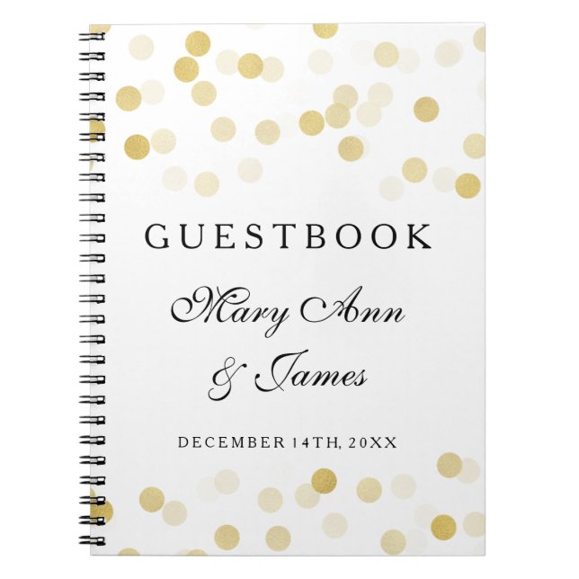 Wedding Guestbook Faux Gold Foil Glitter Lights Notizblock (Vorderseite)