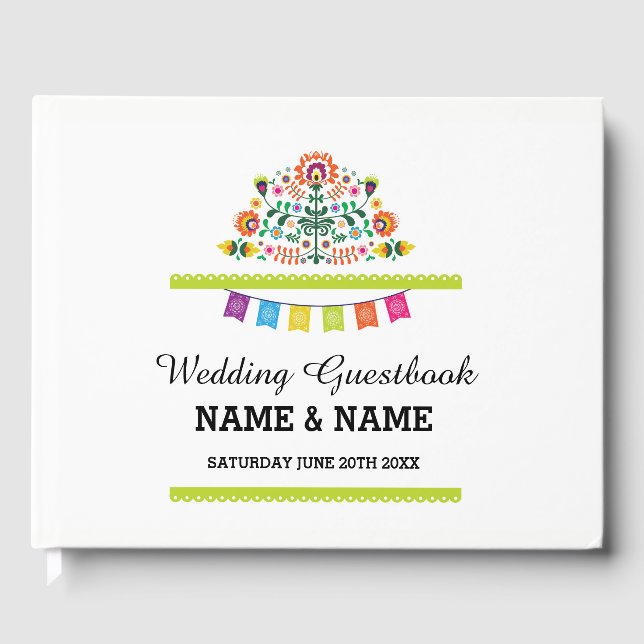 Wedding GuestBook Fiesta Mexico Floral Rustic Gästebuch (Vorderseite)