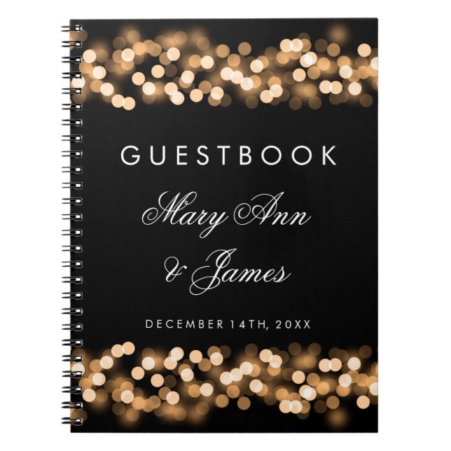 Wedding Guestbook Gold Hollywood Glam Notizblock (Vorderseite)