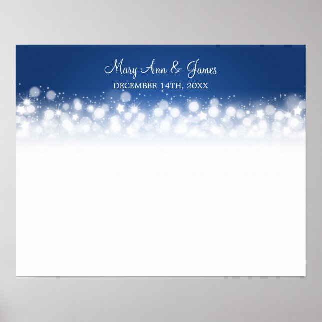 Wedding Guestbook Magic Sparkle Blue Poster (Vorne)
