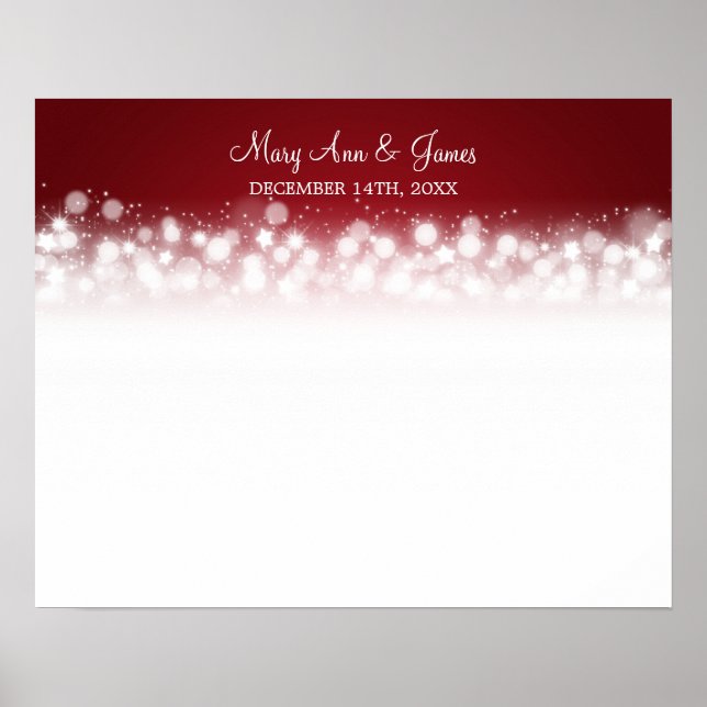 Wedding Guestbook Magic Sparkle Red Poster (Vorne)