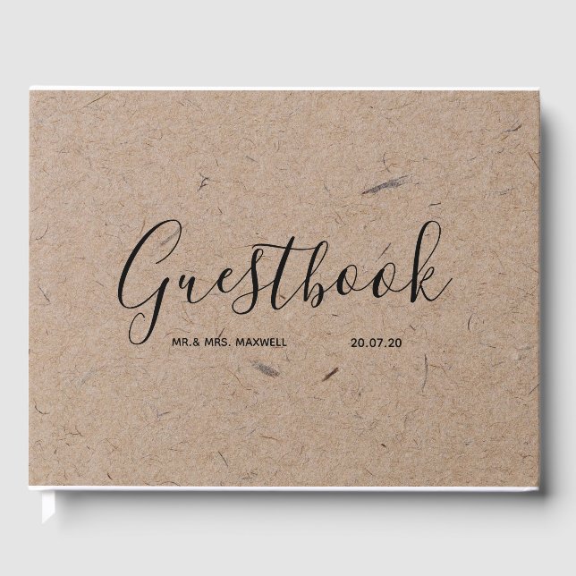 Wedding Guestbook | Rustic Kraft Paper Chic Gästebuch (Vorderseite)