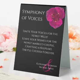 Wedding Guestbook Sign-Black Fuchsia Orchids- Tischaufsteller