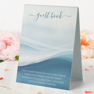 Wedding Guestbook Sign-Serene Blue Abstract Tischaufsteller
