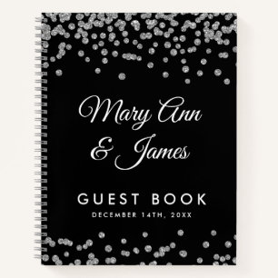 Wedding Guestbook Silver Glitzer Confetti Black Notizbuch