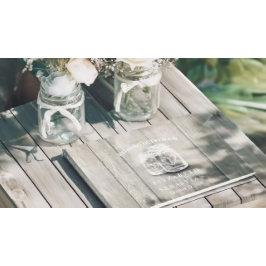 Wedding Guestbook Wood Chic Mason Jar String Light Gästebuch