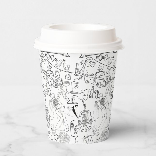 Wedding Hand Drawn Design Coffee Cups Pappbecher (Rechts)