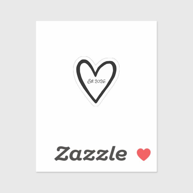 Wedding Heart Outlined Bride Groom  Aufkleber (Blatt)