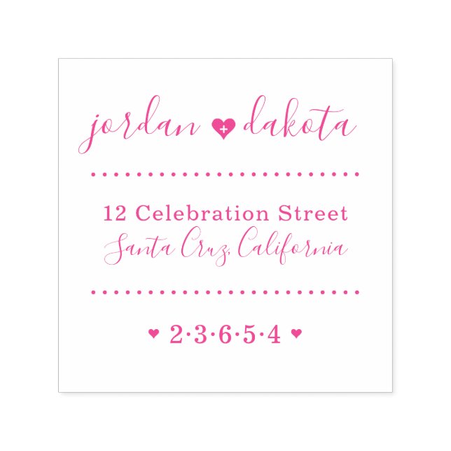 Wedding Hearts Individuellen Namens Skript-Rücksen Permastempel (Design)