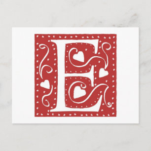 Wedding Hearts Letter E Postkarte
