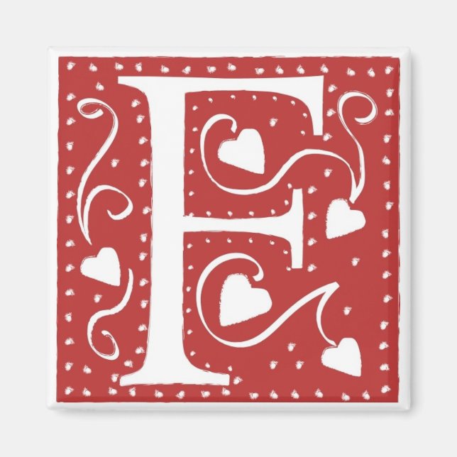 Wedding Hearts Letter F Magnet (Vorne)
