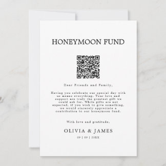 Wedding Honeymoon Honeymoon Fund QR Code Sign,  Einladung