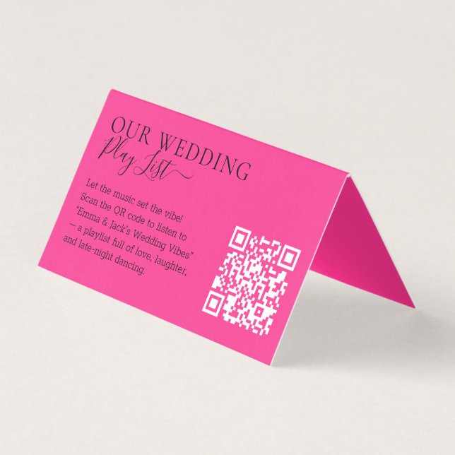 Wedding Hot Pink Fuchsia QR Code Playlist (Vorderseite)
