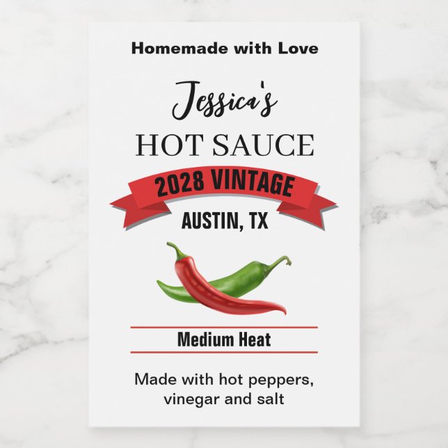 Wedding Hot Sauce Label HS039tr Weinetikett (Einzelnes Label)