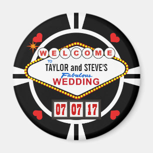 Wedding im Vegas-Kasino-Bevorzugungs-Poker-Chip Magnet