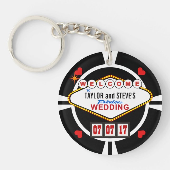 Wedding im Vegas-Kasino-Bevorzugungs-Poker-Chip Schlüsselanhänger (Vorderseite)