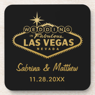 Wedding in der Las- Vegaszeichen-Gastgeschenk Getränkeuntersetzer