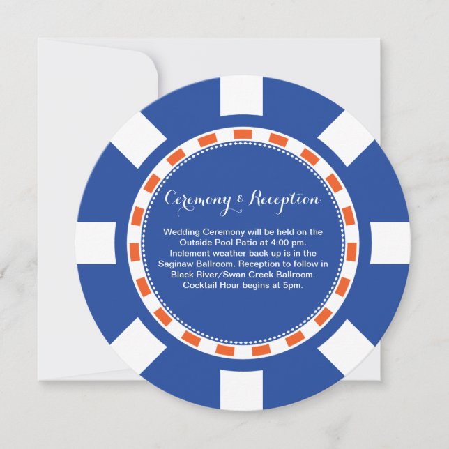 Wedding Informationen des Kasino-Poker-Chip-| Einladung (Vorderseite)