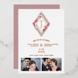 Wedding Initials 2 Photos Real Rose Gold Effect  Folieneinladung